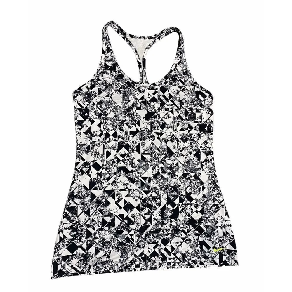 Nike Dri-Fit Black & White Slim Fit Racer Back Workout Tank Top